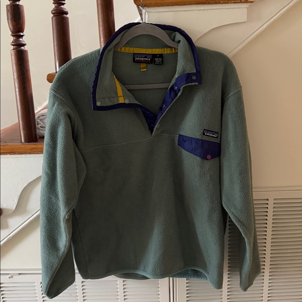 Patagonia Teal Fleece with Blue and Yellow Trim